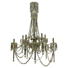 Large English Ten Light Cut Glass Osler Chandelier