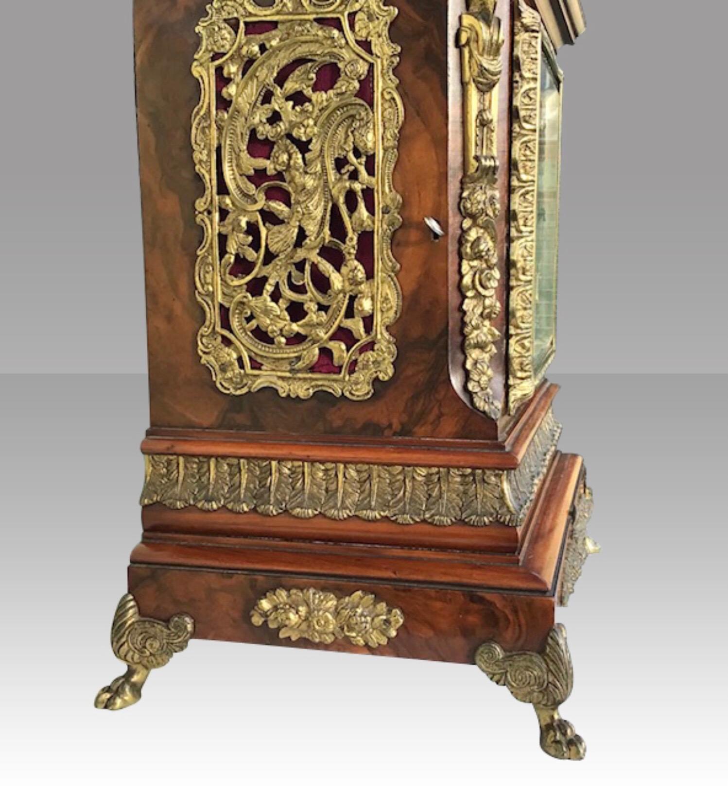19th Century Large English Triple Fusee Bracket Boardroom Musical Clock For Sale