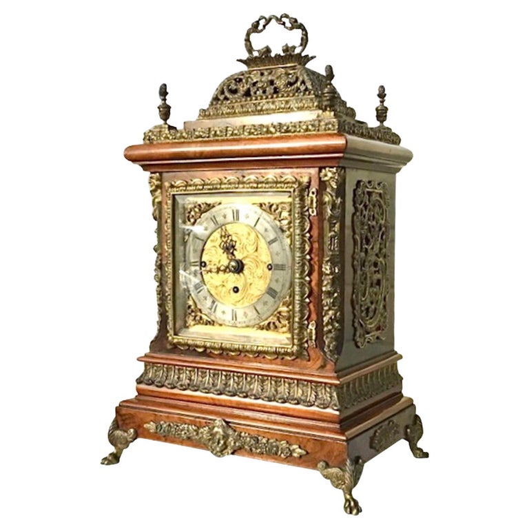 Large English Triple Fusee Bracket Boardroom Musical Clock For Sale at