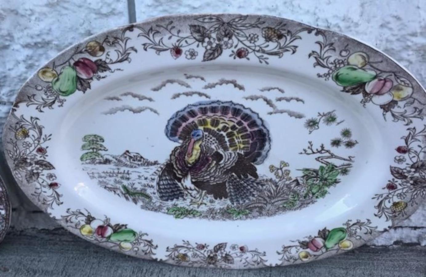Decorated large and engraved turkey platter. Hand Engraved and in great condition.