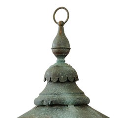 Large English Verdigris Copper Hanging Lantern, circa 1860
