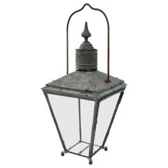 Large English Verdigris Patina Copper Lantern