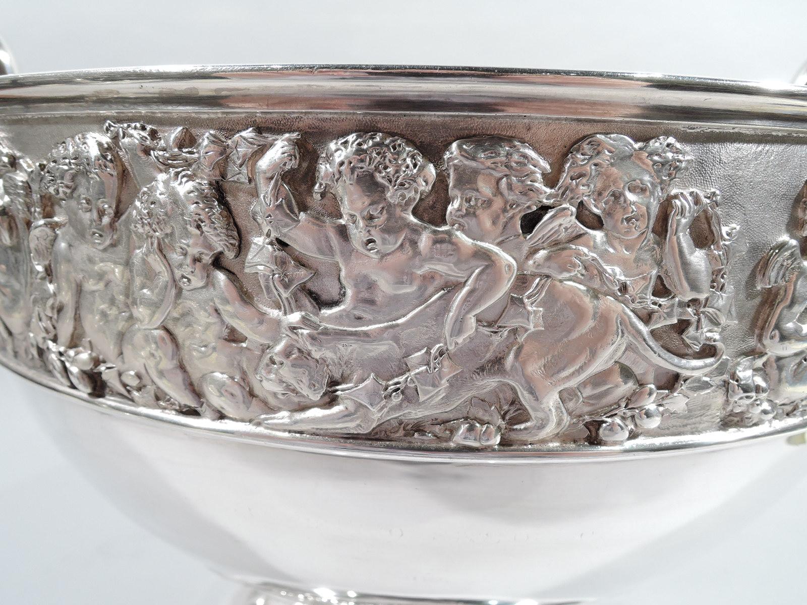 Sterling Silver Large English Victorian Classical Centerpiece Bowl by Elkington