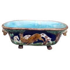 Große englische viktorianische Jagdszene, Jardiniere, um 1890