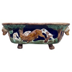 Large English Victorian Hunt Scene Jardiniere Circa 1890
