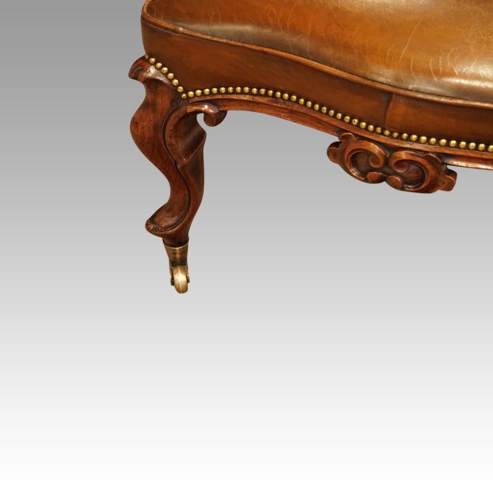 Mid-19th Century Large English Victorian Leather Stool Coffee Table, circa 1865 For Sale