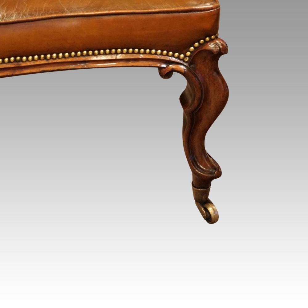 Mahogany Large English Victorian Leather Stool Coffee Table, circa 1865 For Sale