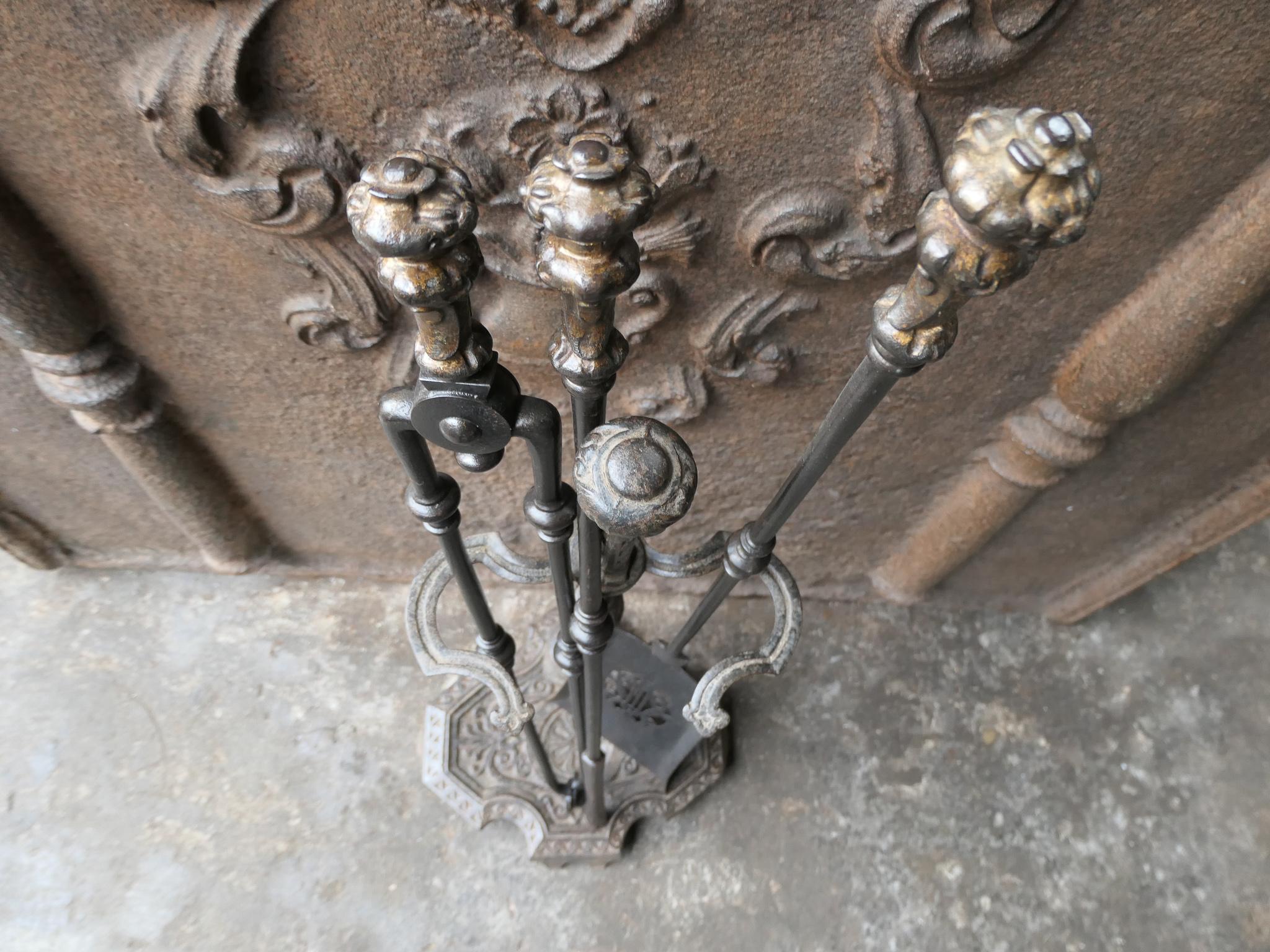 19th Century Large English Victorian Period Fireplace Tools, 19th C For Sale