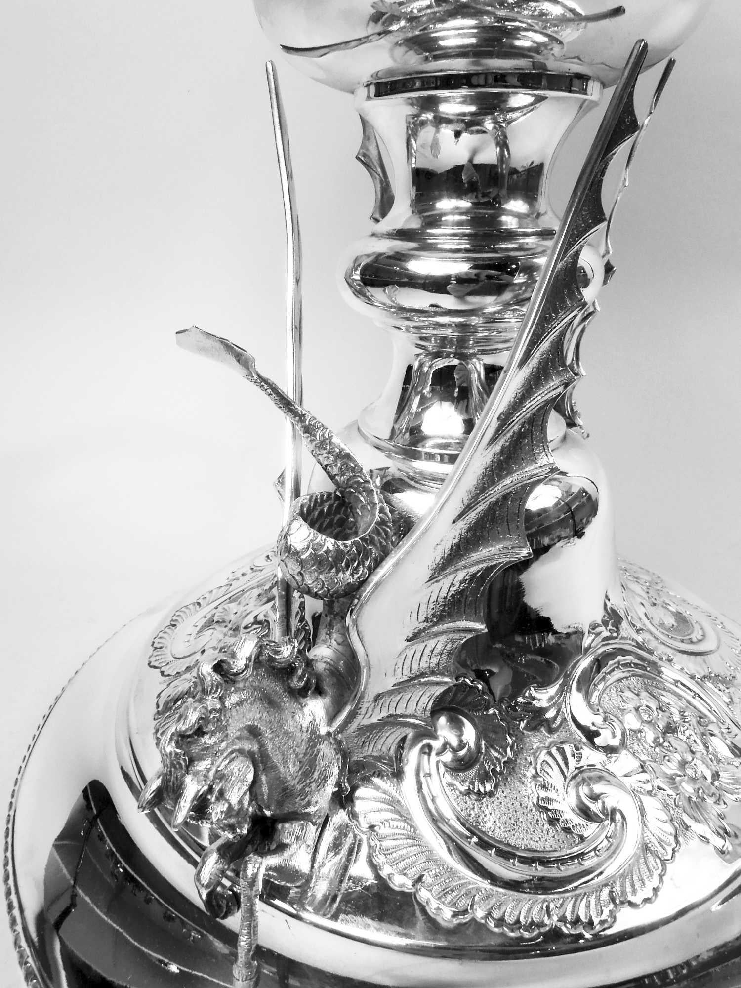 Large English Victorian Sterling Silver Horse Harness Race Trophy, 1898 For Sale 11