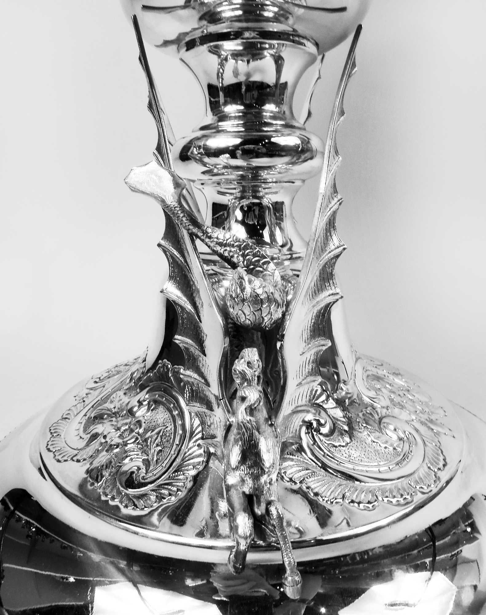 Large English Victorian Sterling Silver Horse Harness Race Trophy, 1898 For Sale 12