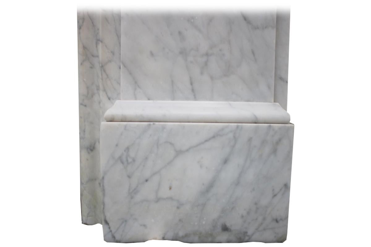 Large English Victorian White Carrara Marble Fire Surround with arched grate 7