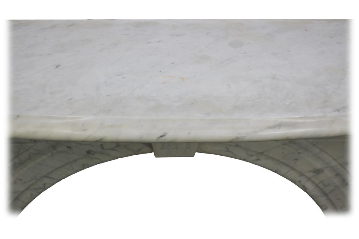 Large English Victorian White Carrara Marble Fire Surround with arched grate 8