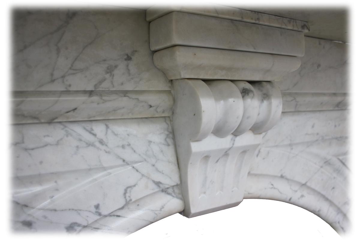 Large English Victorian White Carrara Marble Fire Surround with arched grate 5