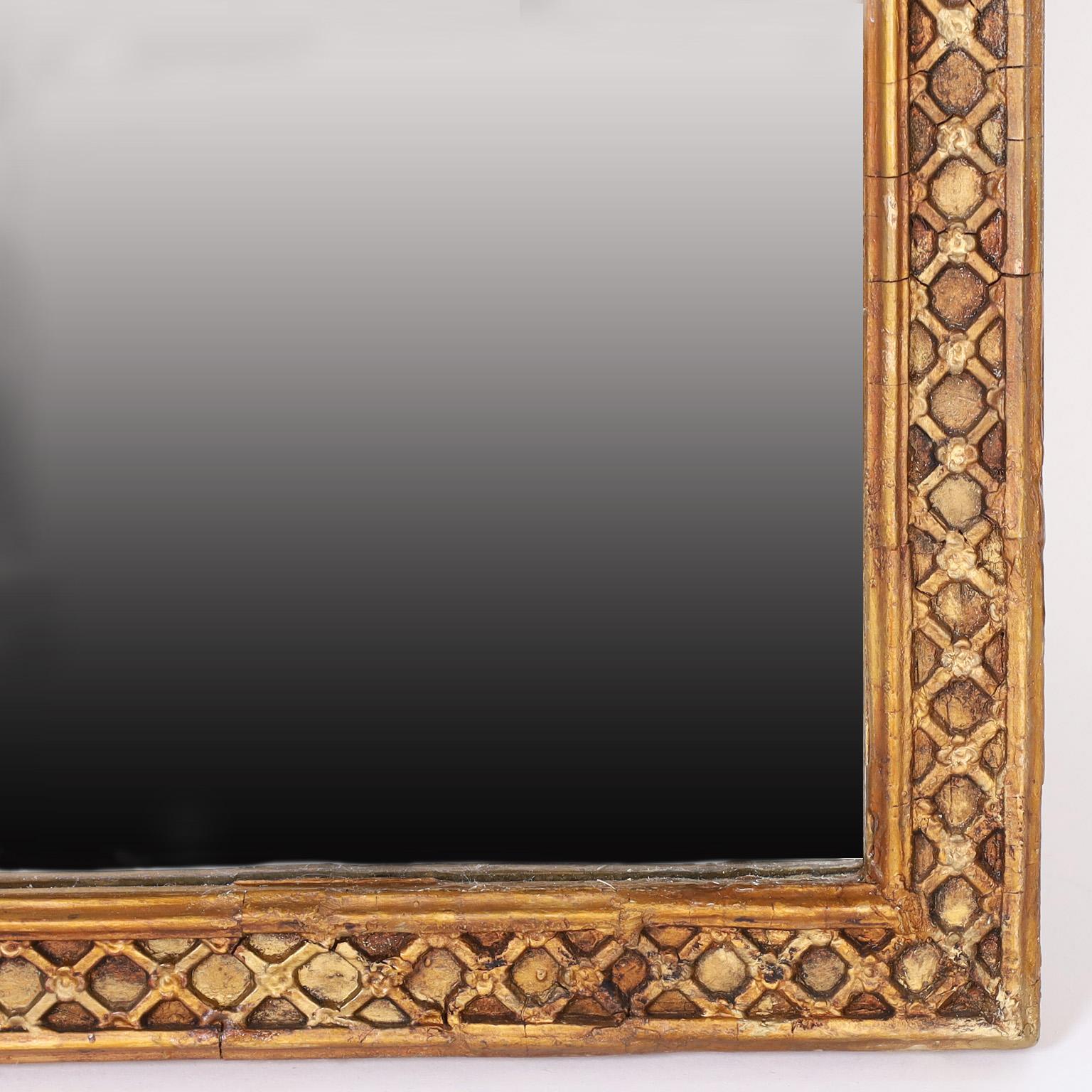 20th Century Large English Wall Mirror with Pagoda