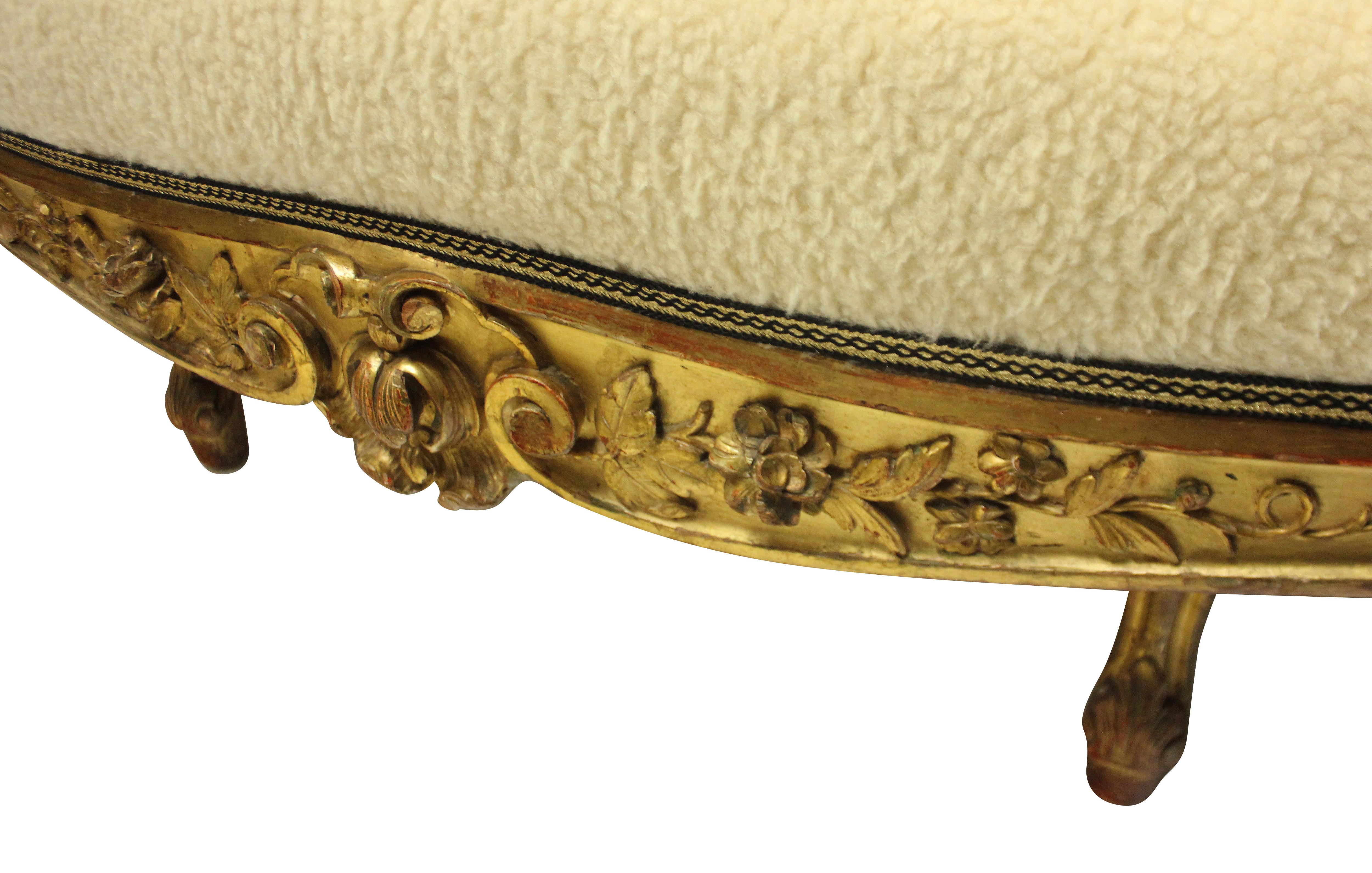 Large English Water Gilded and Finely Carved Settee 1