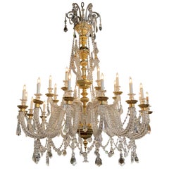 Antique Large English Waterford Style 24 Light Chandelier