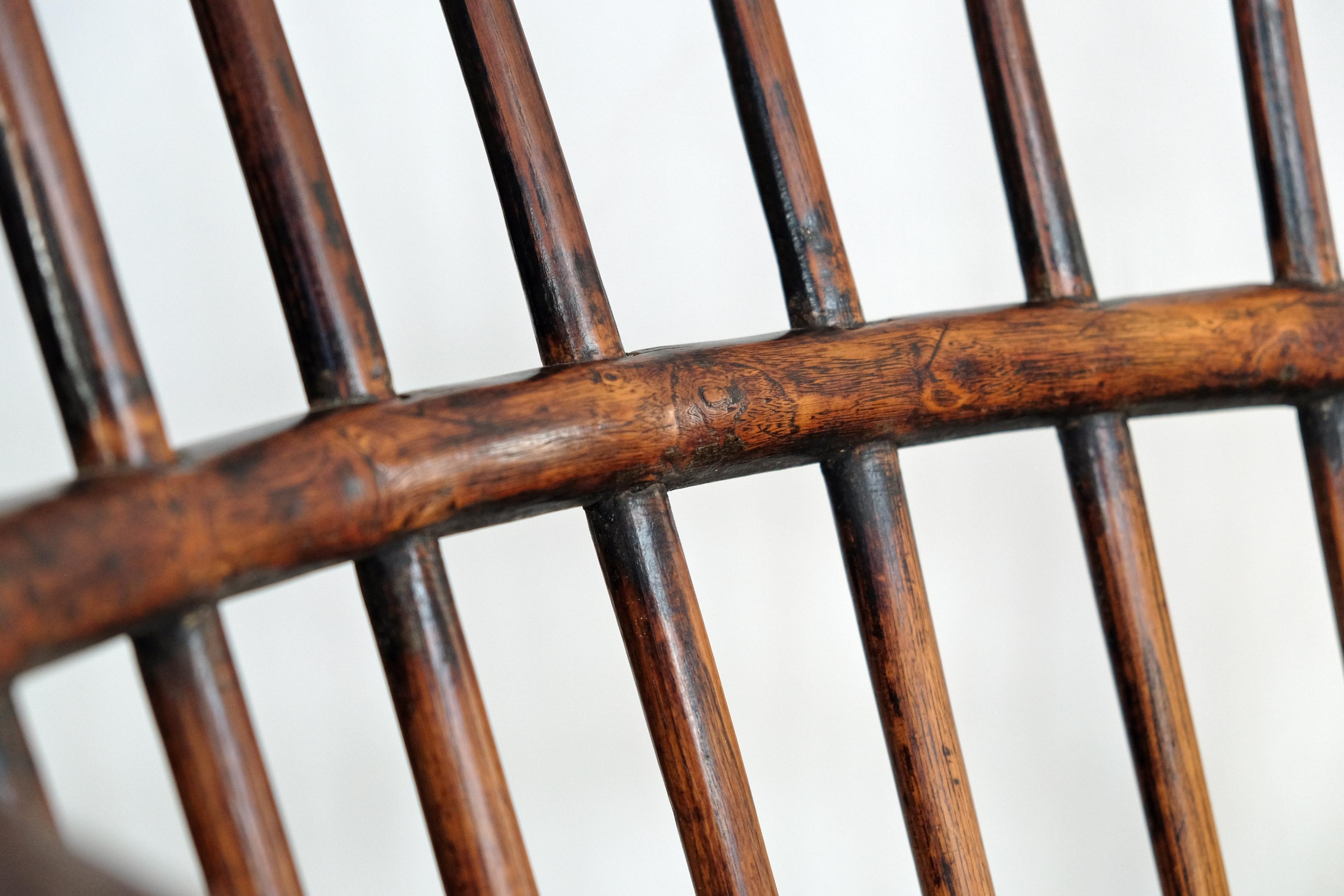 Hand-Carved Large English West Country Comb Back Windsor Chair, 18th Century, Provincial For Sale