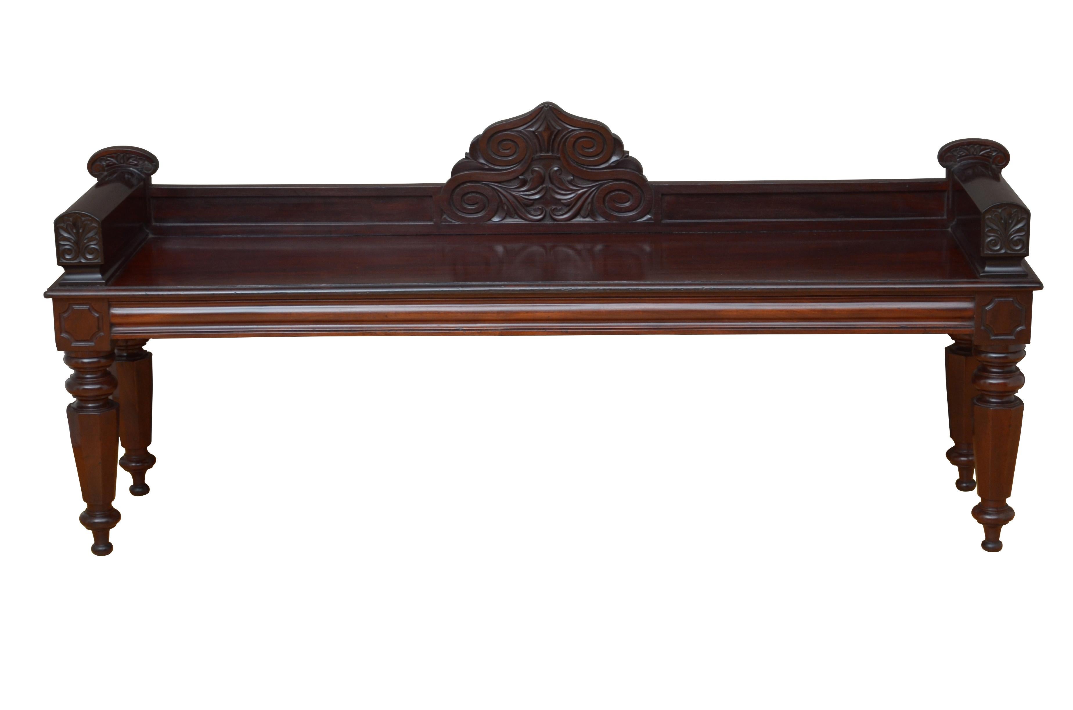 Große englische William IV Mahagoni-Hallensitzbank (William IV.) im Angebot