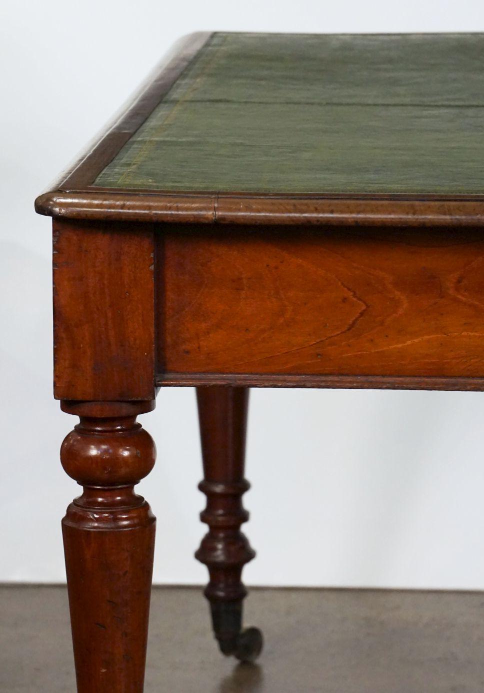 Large English Writing Table or Desk with Embossed Leather Top 11