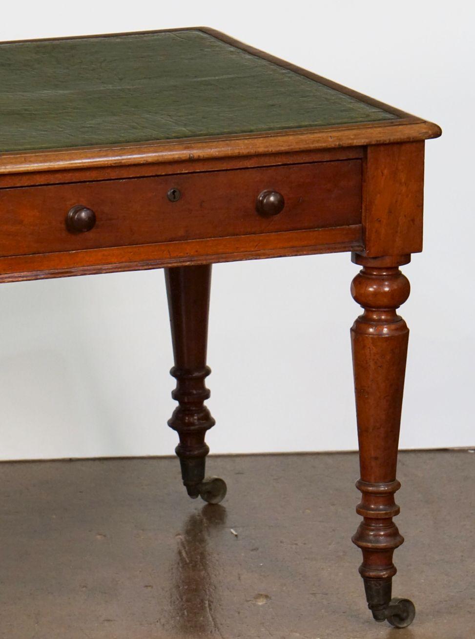 Large English Writing Table or Desk with Embossed Leather Top 12