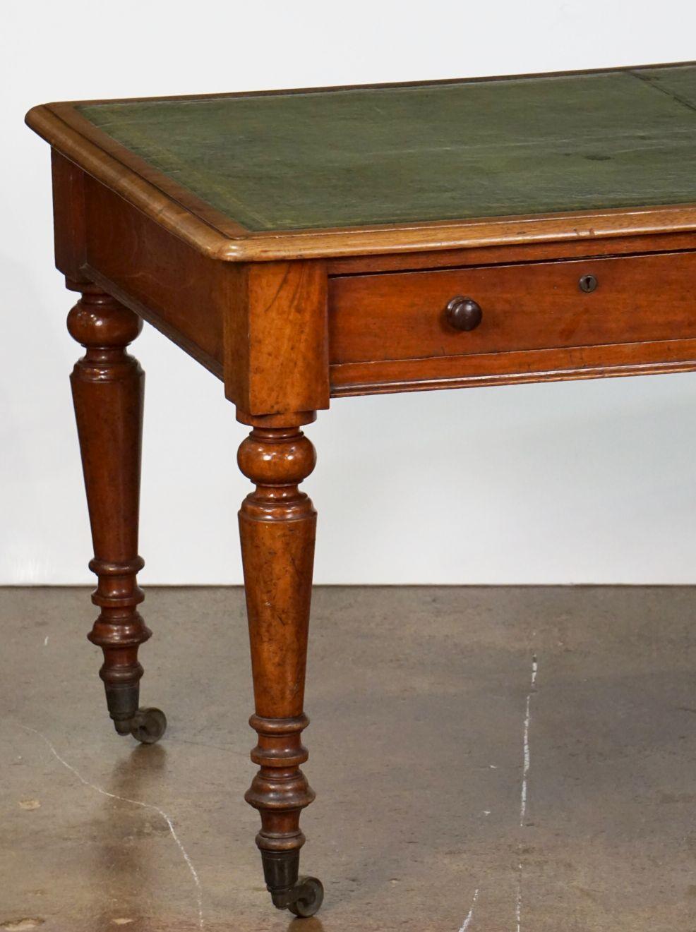 Large English Writing Table or Desk with Embossed Leather Top 13