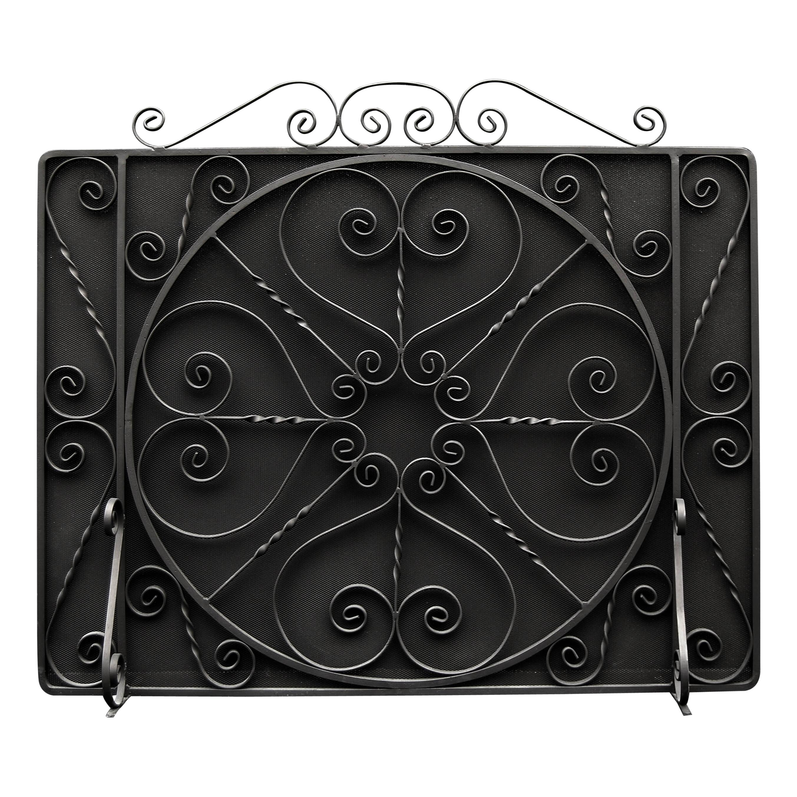 Large English Wrought Iron Firescreen For Sale