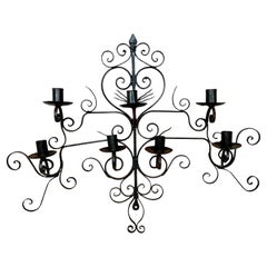 Large English Wrought Iron Heart Wall Sconce Candle Holder