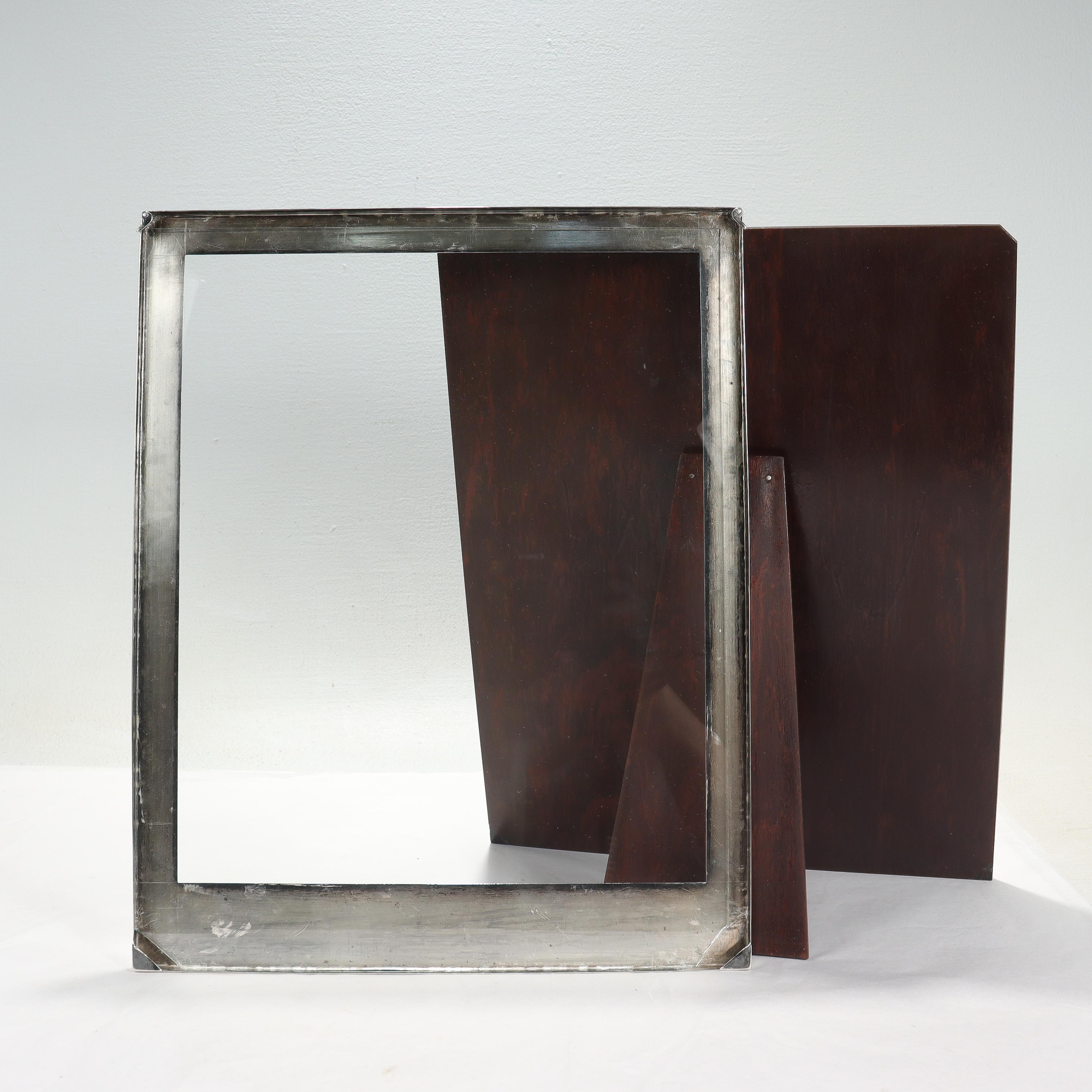 Marco grande para fotos o cuadros de plata de ley de la época Art Déco americana grabada en venta 5