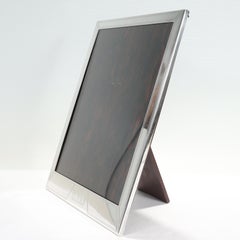 Grand cadre photo ou tableau américain gravé d'époque Art déco en argent sterling