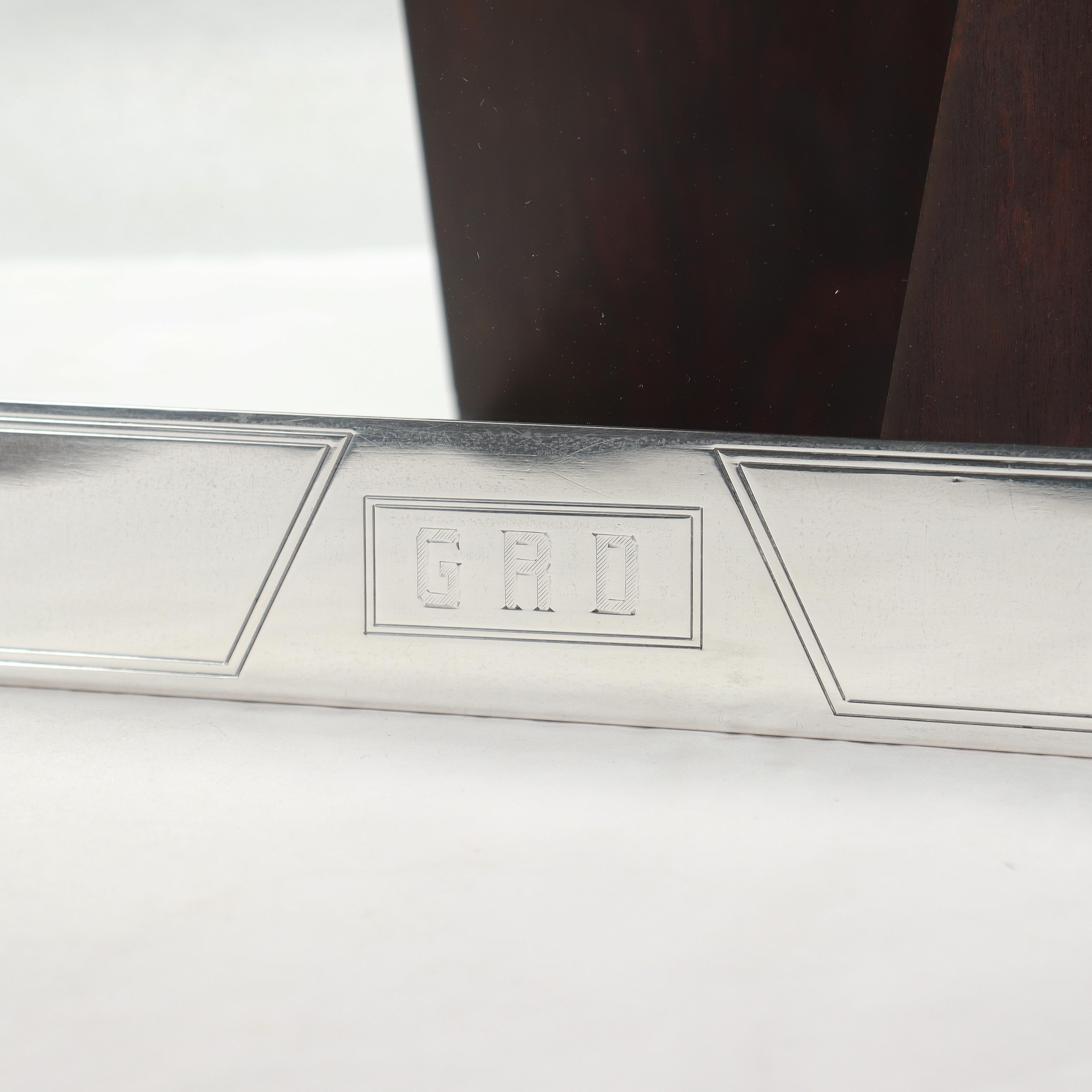 Large Engraved American Art Deco Period Sterling Silver Picture or Photo Frame In Good Condition For Sale In Philadelphia, PA