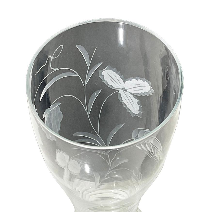 Glass Large engraved beer glasses with wheat and fruit pattern, 1950s For Sale