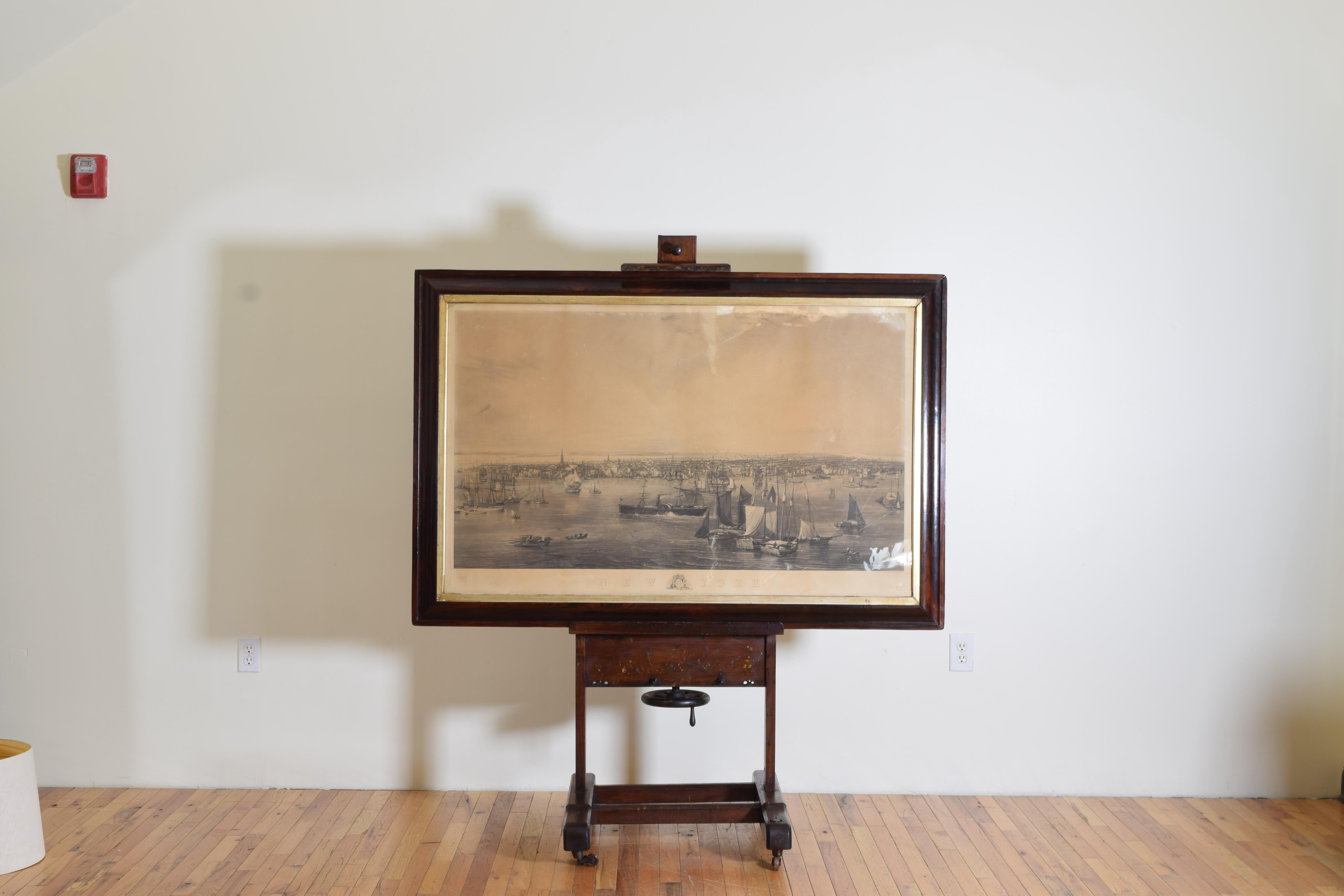 Large Engraving of New York Harbor in Period Rosewood Frame, ca. 1855 In Good Condition In Atlanta, GA
