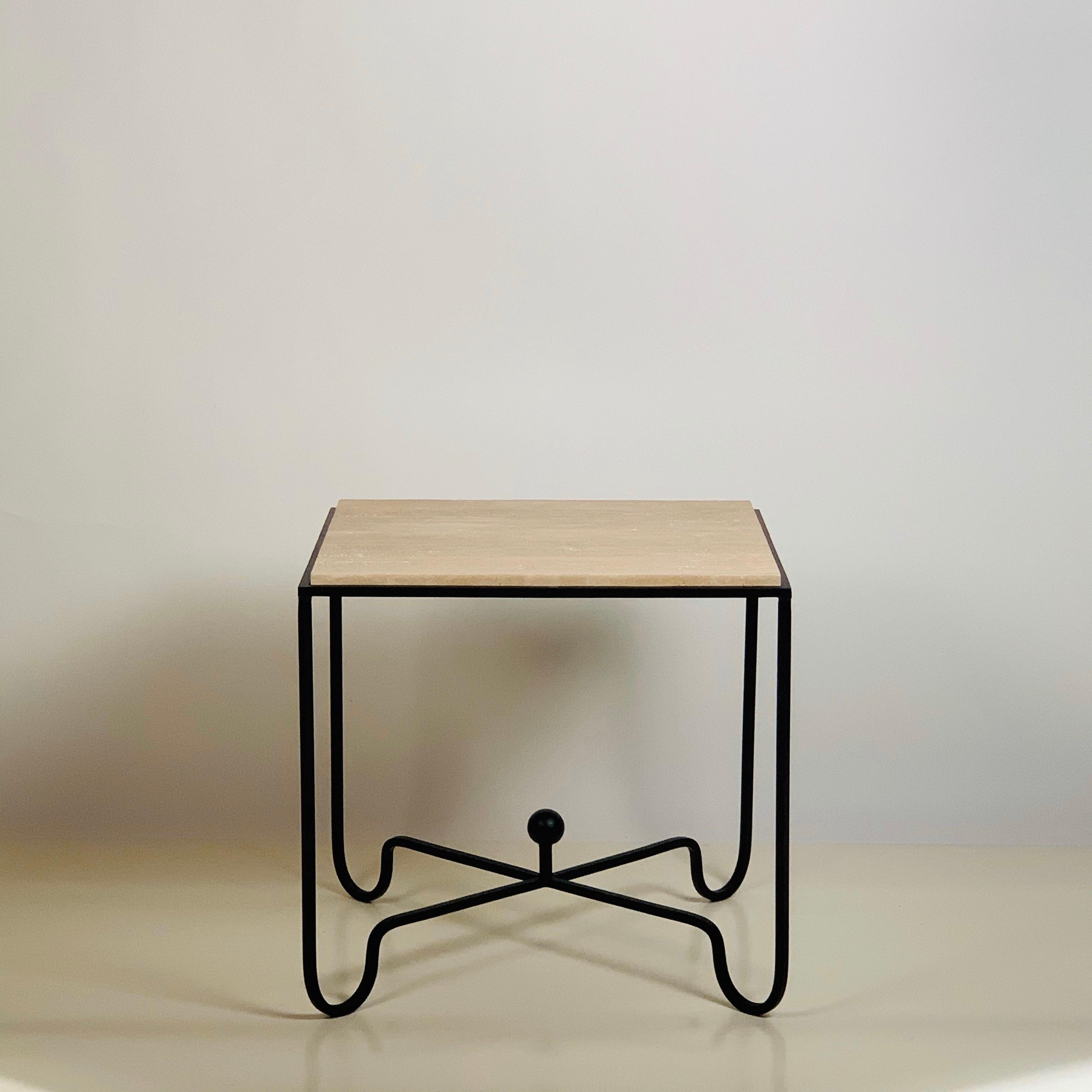 Organic Modern Large ‘Entretoise’ Grooved Travertine Side Table or Nightstand by Design Frères