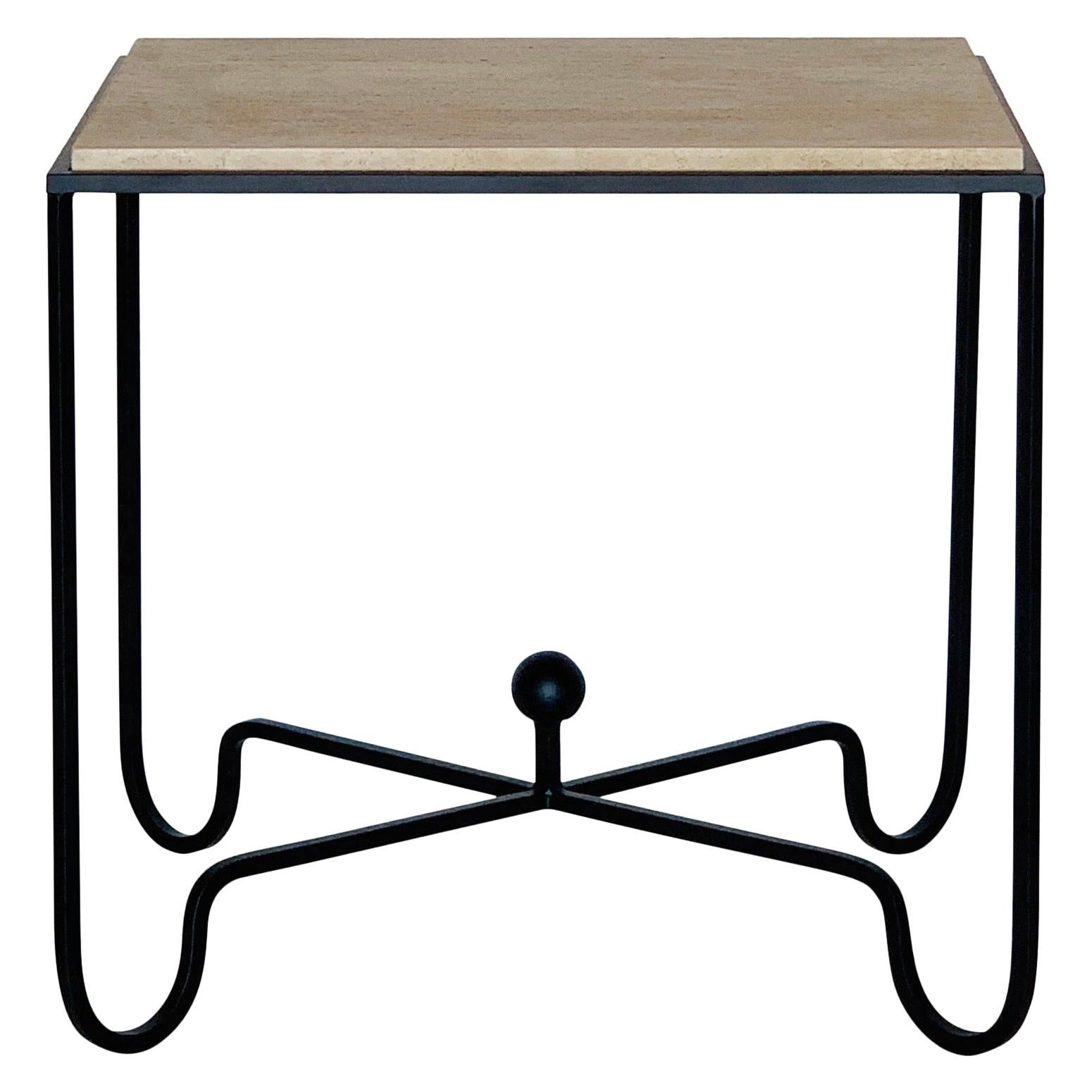 Großer Beistelltisch oder Nachttisch aus Travertin mit Entretoise-Grün von Design Frres