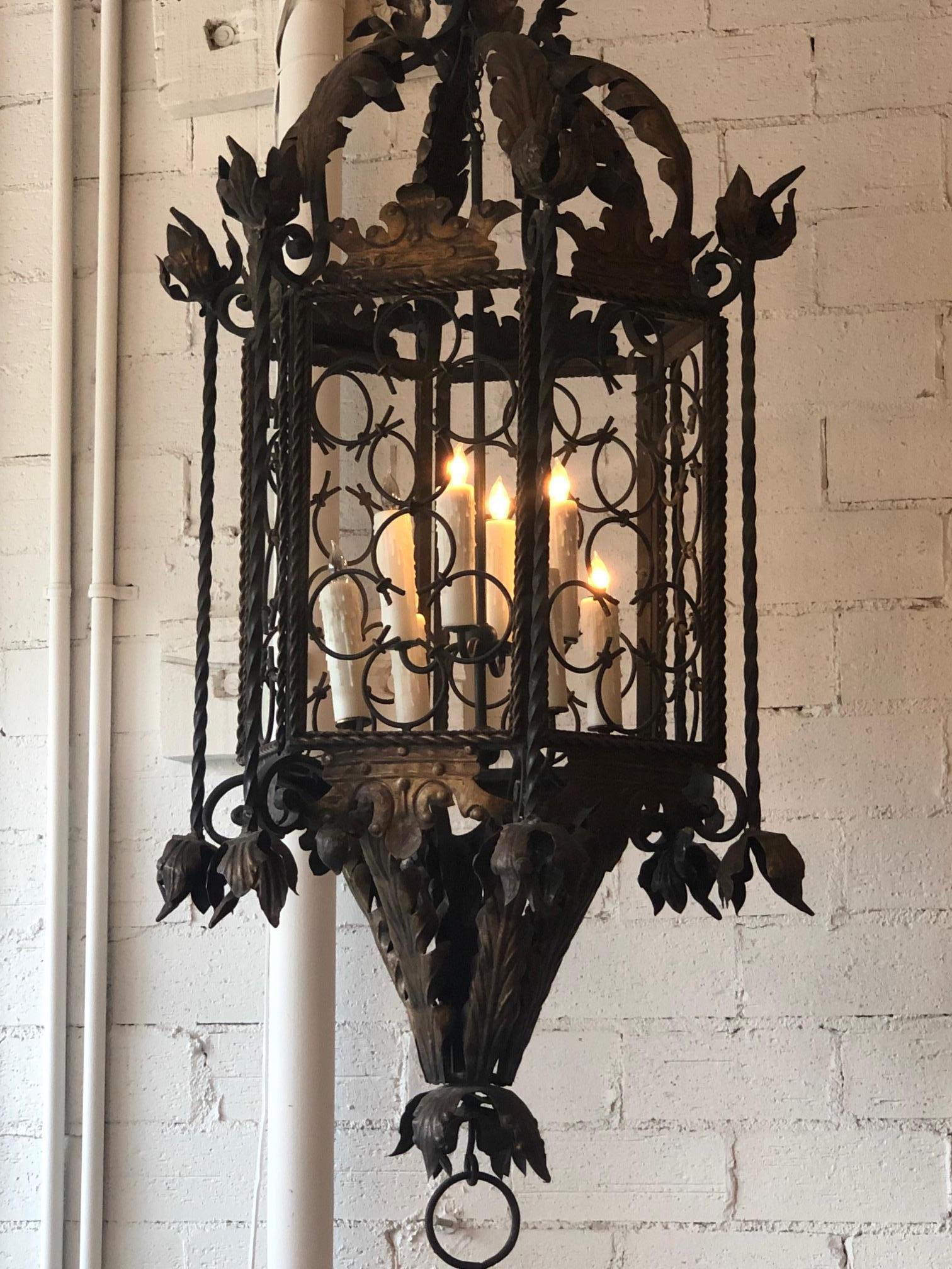French Large Entry Iron Lanterns For Sale