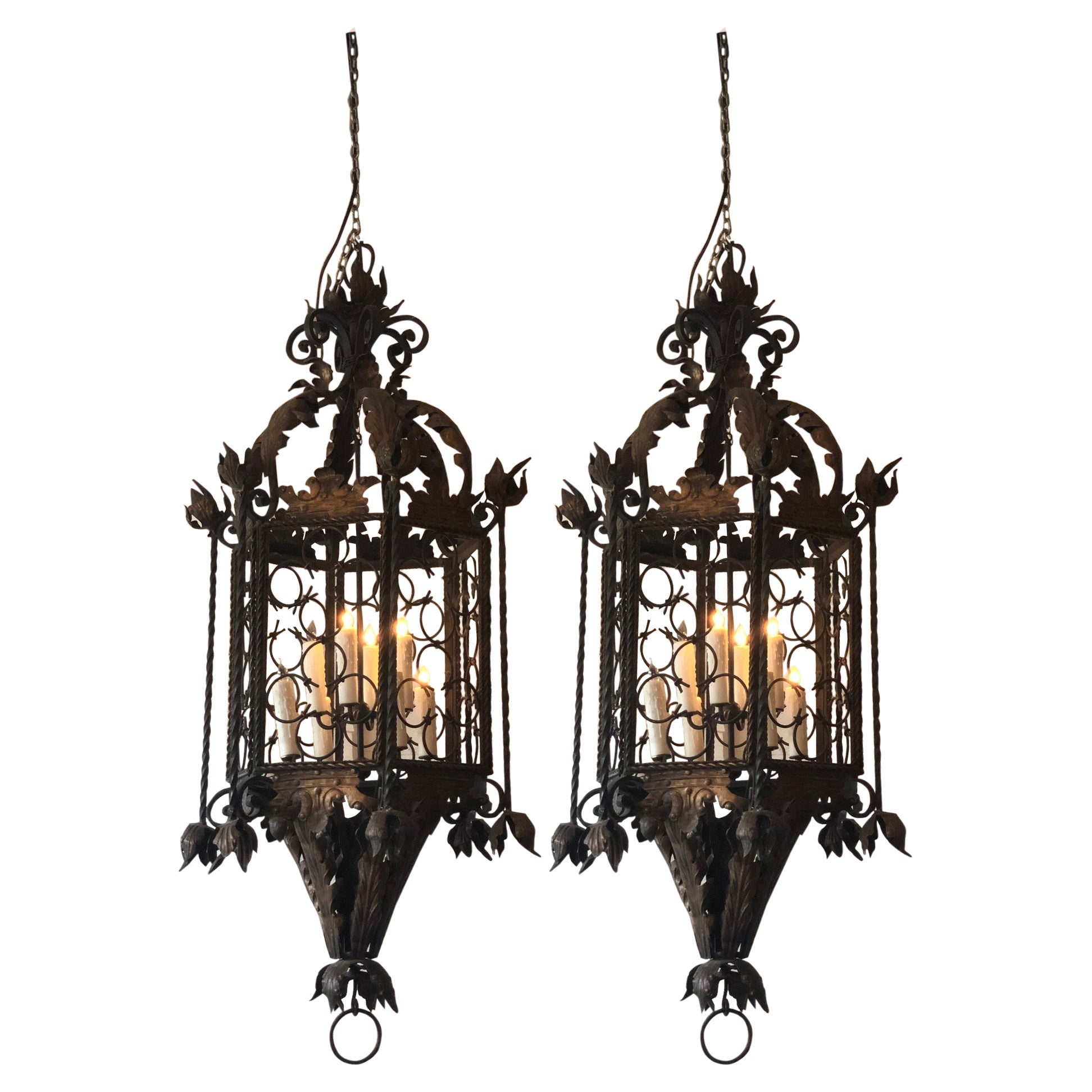 Large Entry Iron Lanterns