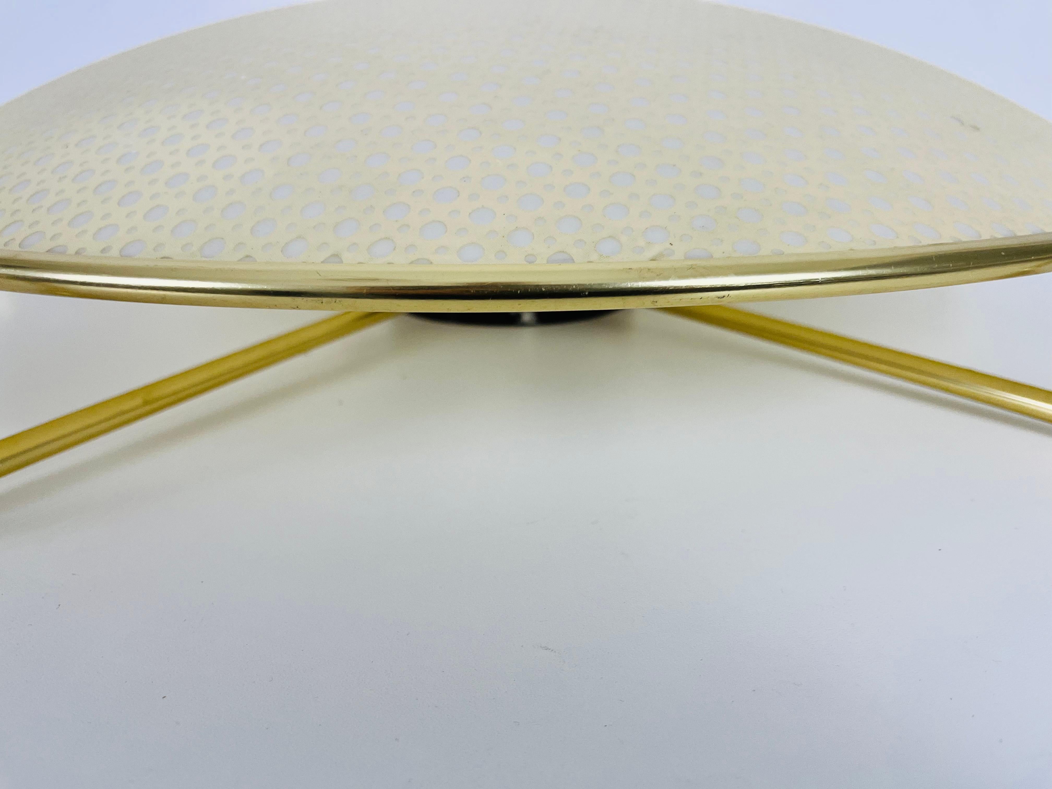 Large Erco Midcentury Brass Flush Mount, 1960s In Good Condition For Sale In Hagenbach, DE
