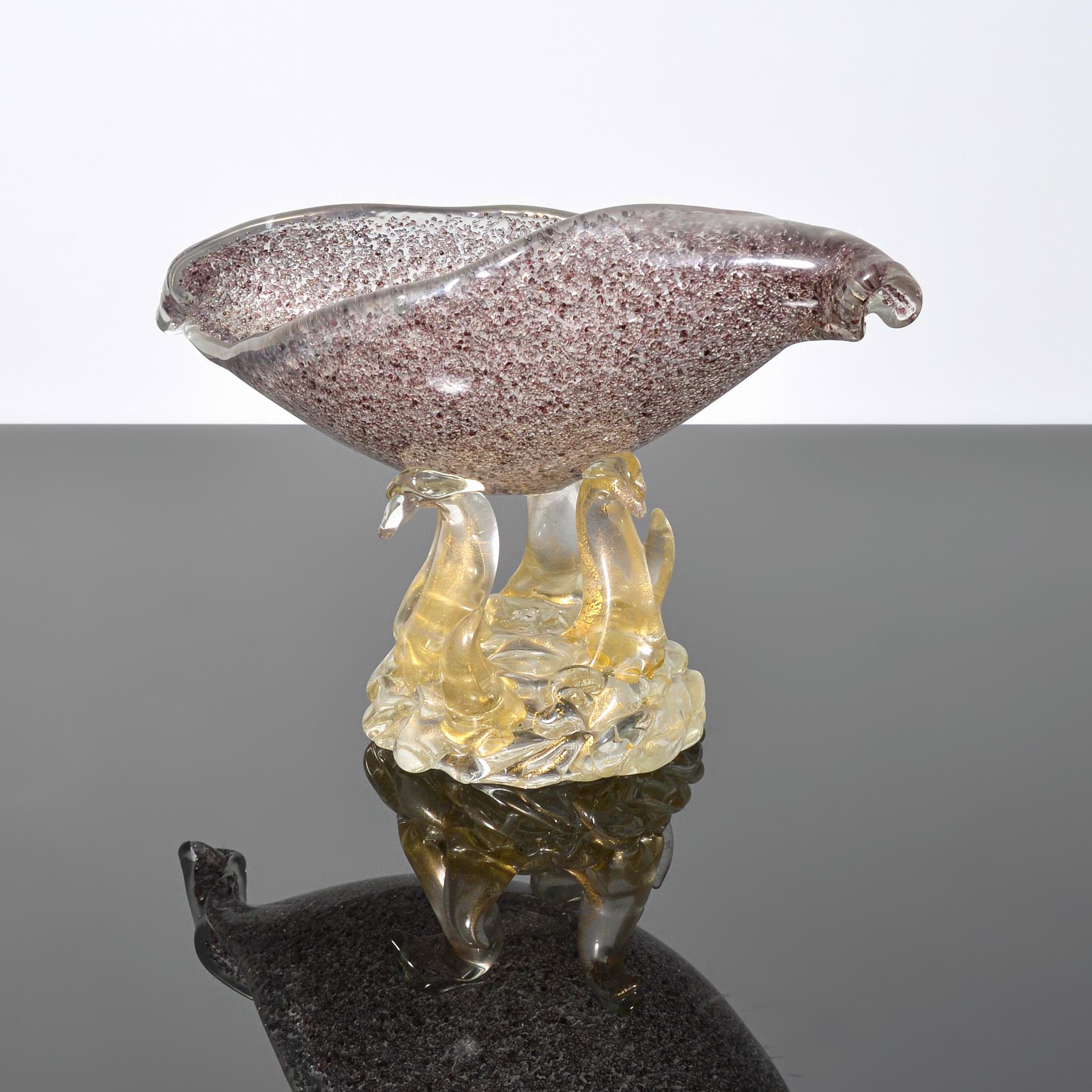 Mid-Century moderno Grande composta/vasca a conchiglia Ercole Barovier CONCHIGLIA, Collezione Leslie Pina in vendita