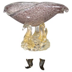 Large Ercole Barovier CONCHIGLIA Shell Compote / Vessel, Leslie Pina Collection