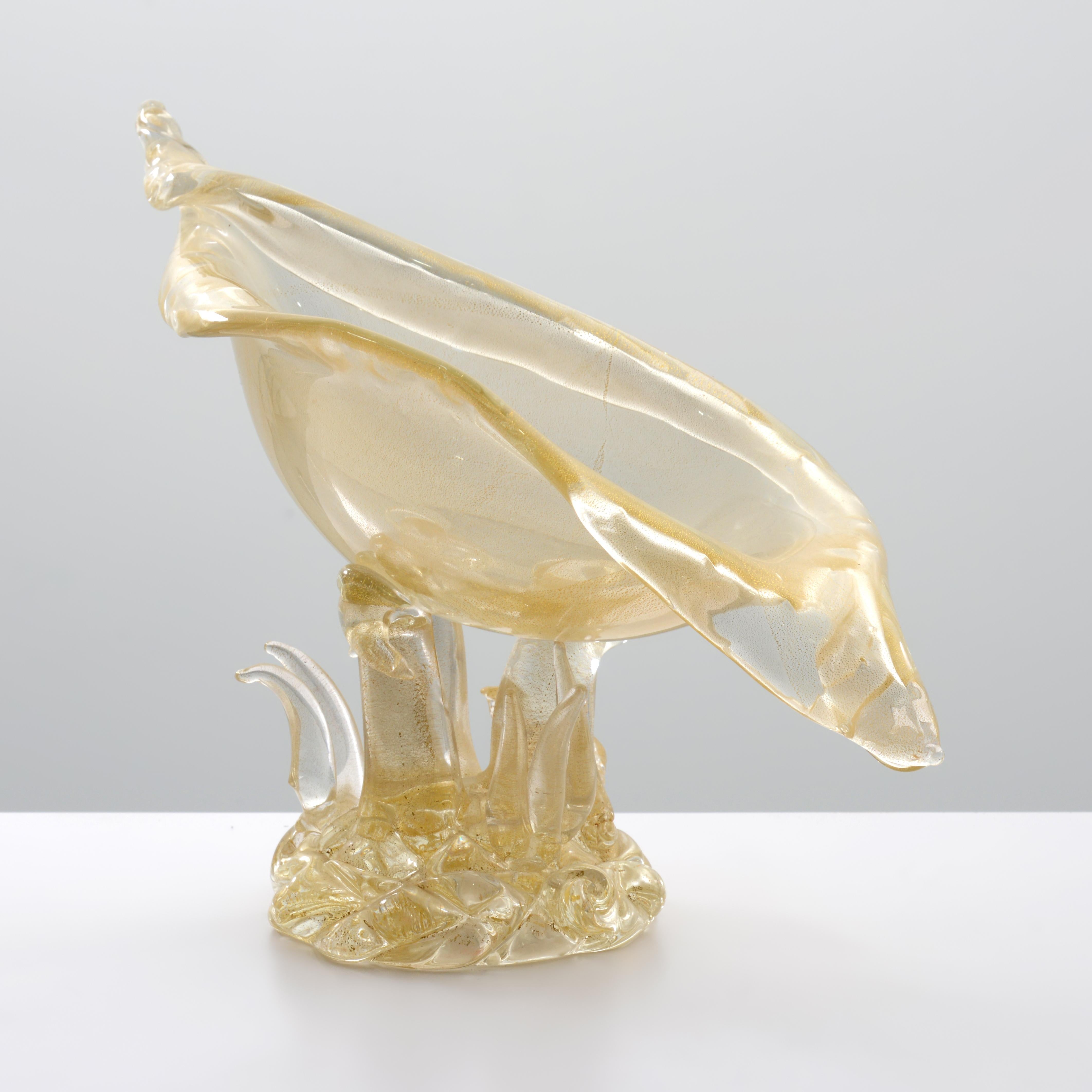 Mid-Century Modern Large Ercole Barovier CONCHIGLIA Shell Compote / Vessel, Murano For Sale