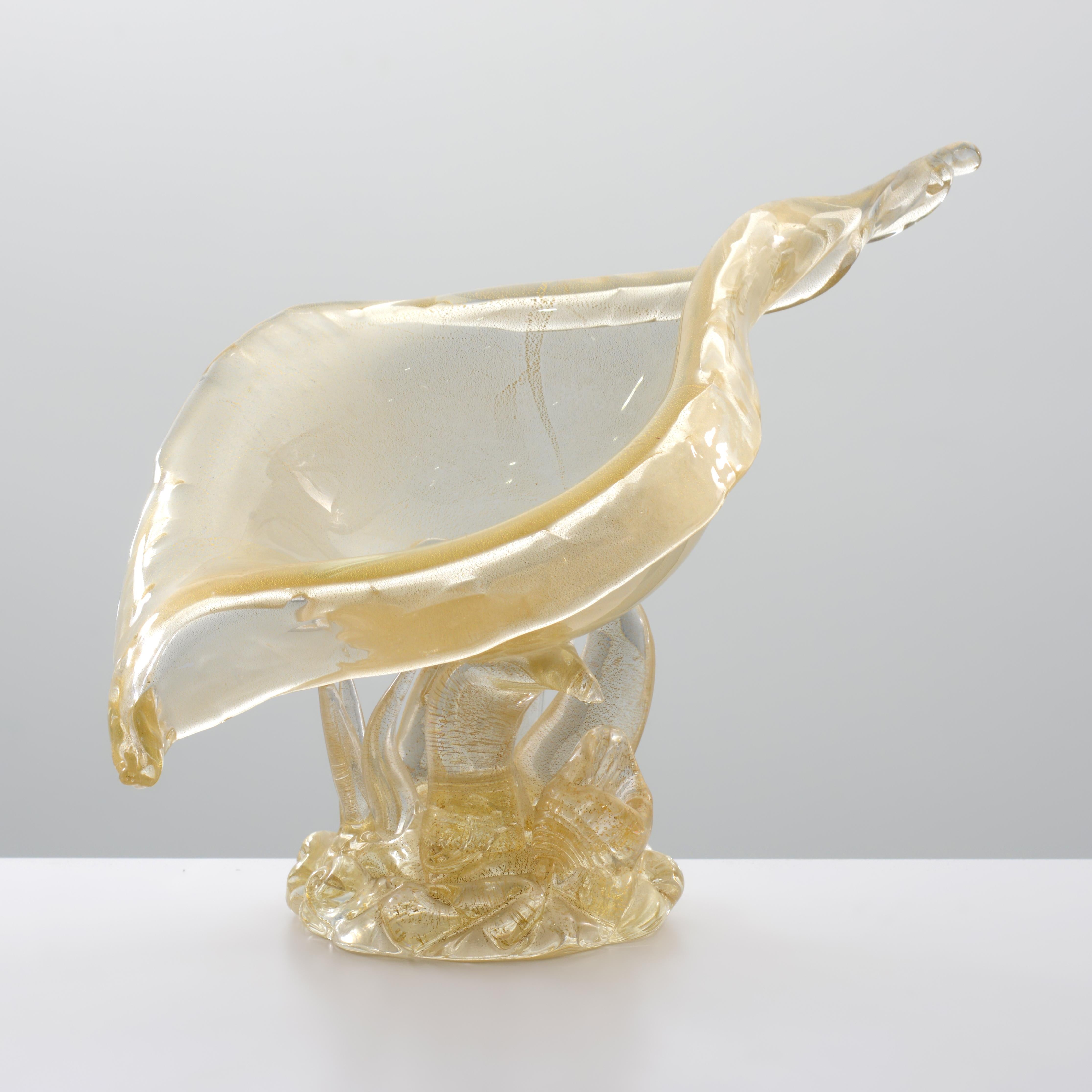 Italian Large Ercole Barovier CONCHIGLIA Shell Compote / Vessel, Murano For Sale