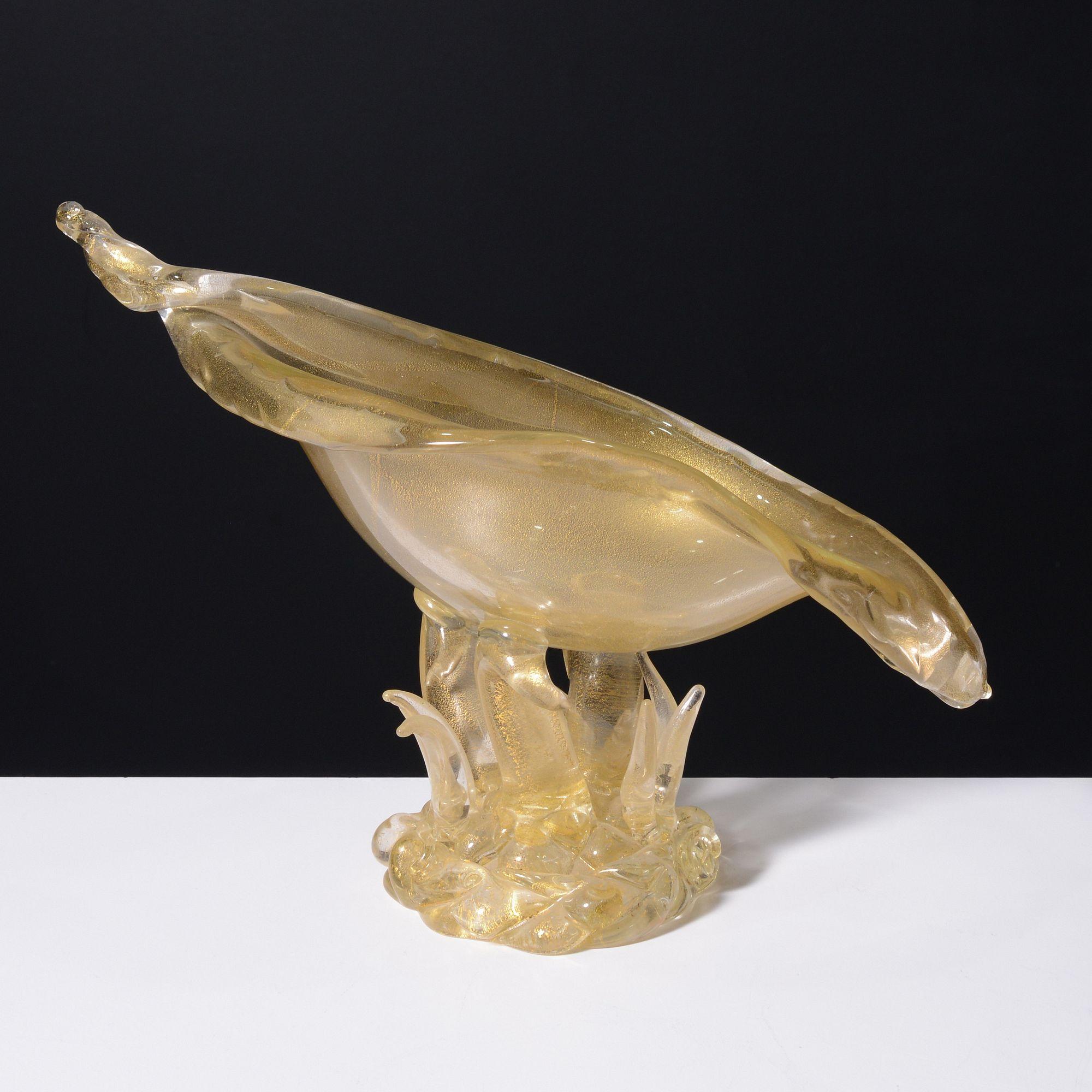 Large Ercole Barovier CONCHIGLIA Shell Compote / Vessel, Murano For Sale 1