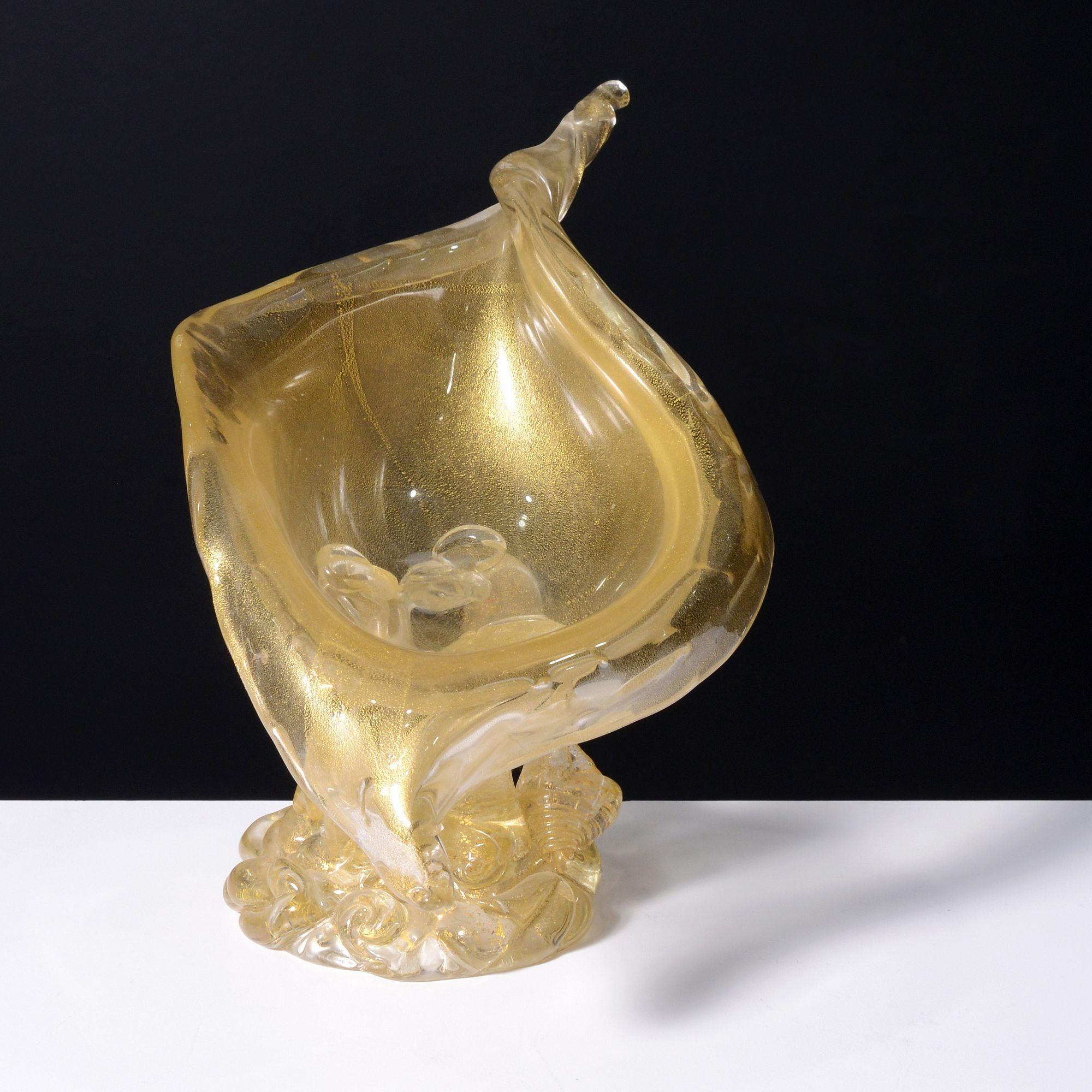 Large Ercole Barovier CONCHIGLIA Shell Compote / Vessel, Murano For Sale 2