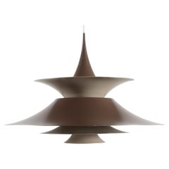 Large Erik Balslev Radius Pendant by Fog & Mørup with Brown Lacquer, 1970s
