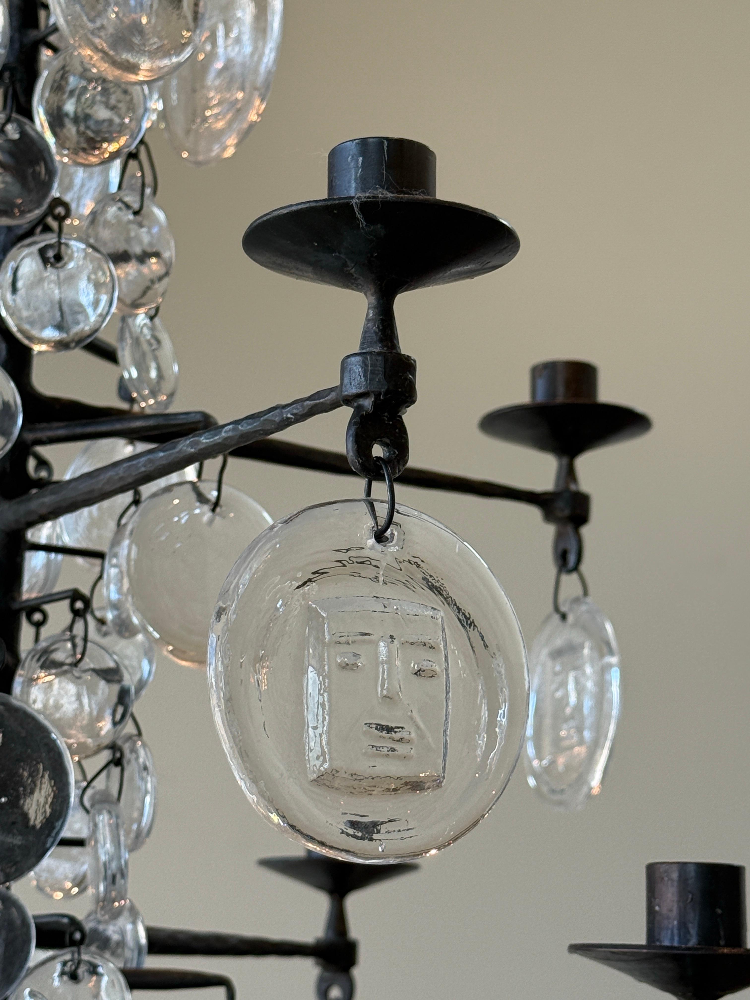 Grand lustre en fer et verre d'Erik Hoglund en vente 5