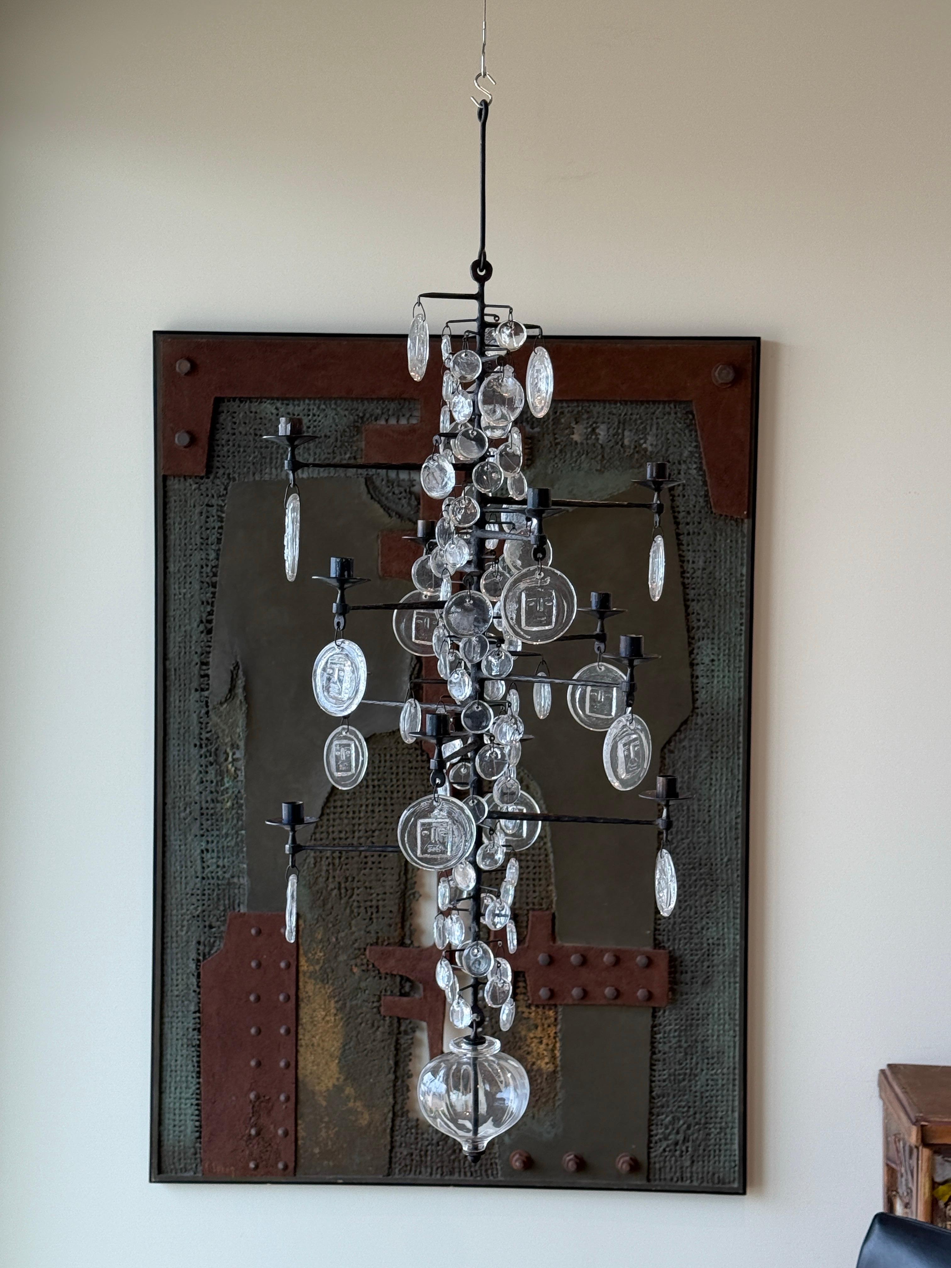 Grand lustre en fer et verre d'Erik Hoglund en vente 6