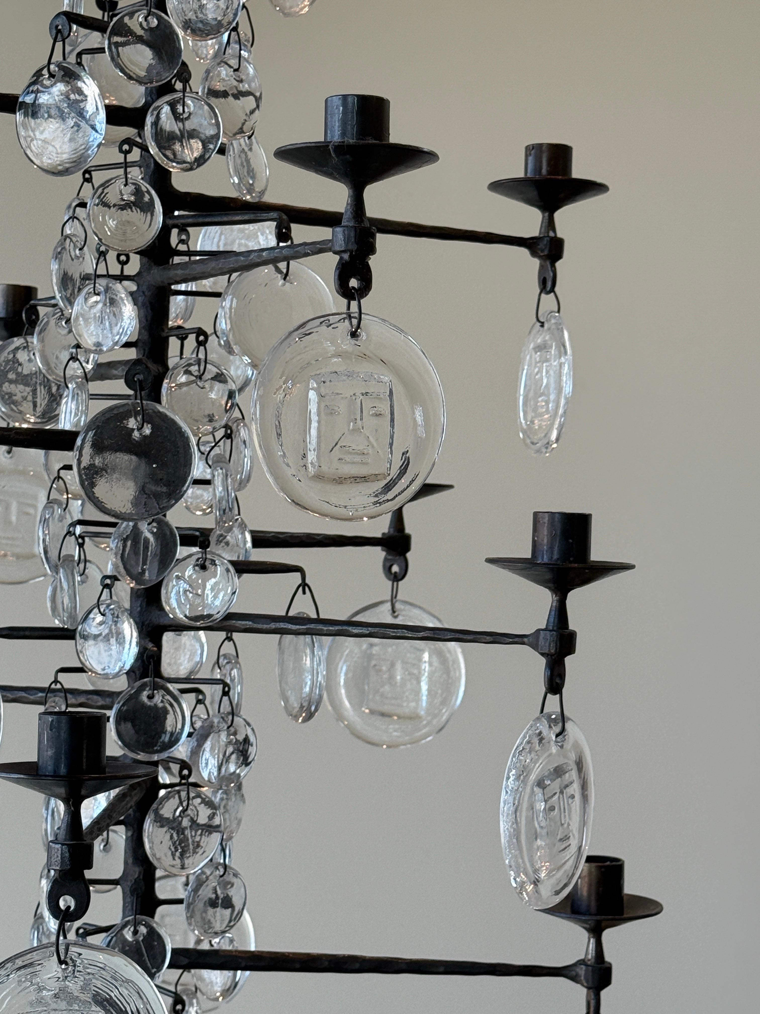 Grand lustre en fer et verre d'Erik Hoglund en vente 9