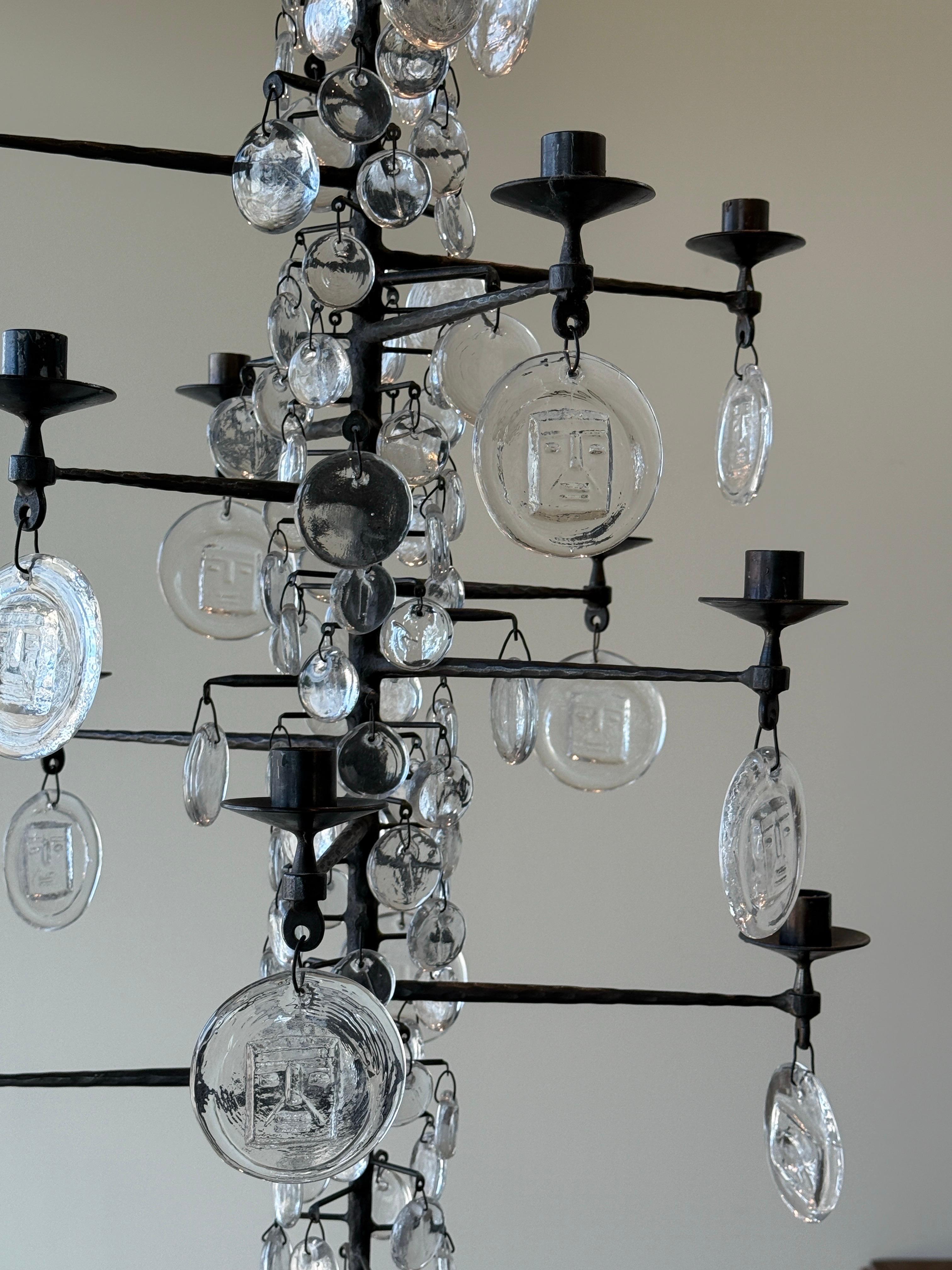 Grand lustre en fer et verre d'Erik Hoglund en vente 3