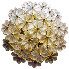 Large Ernst Palme Palma Floral Flush Mount 24 Murano Glass Flowers Wall Scone
