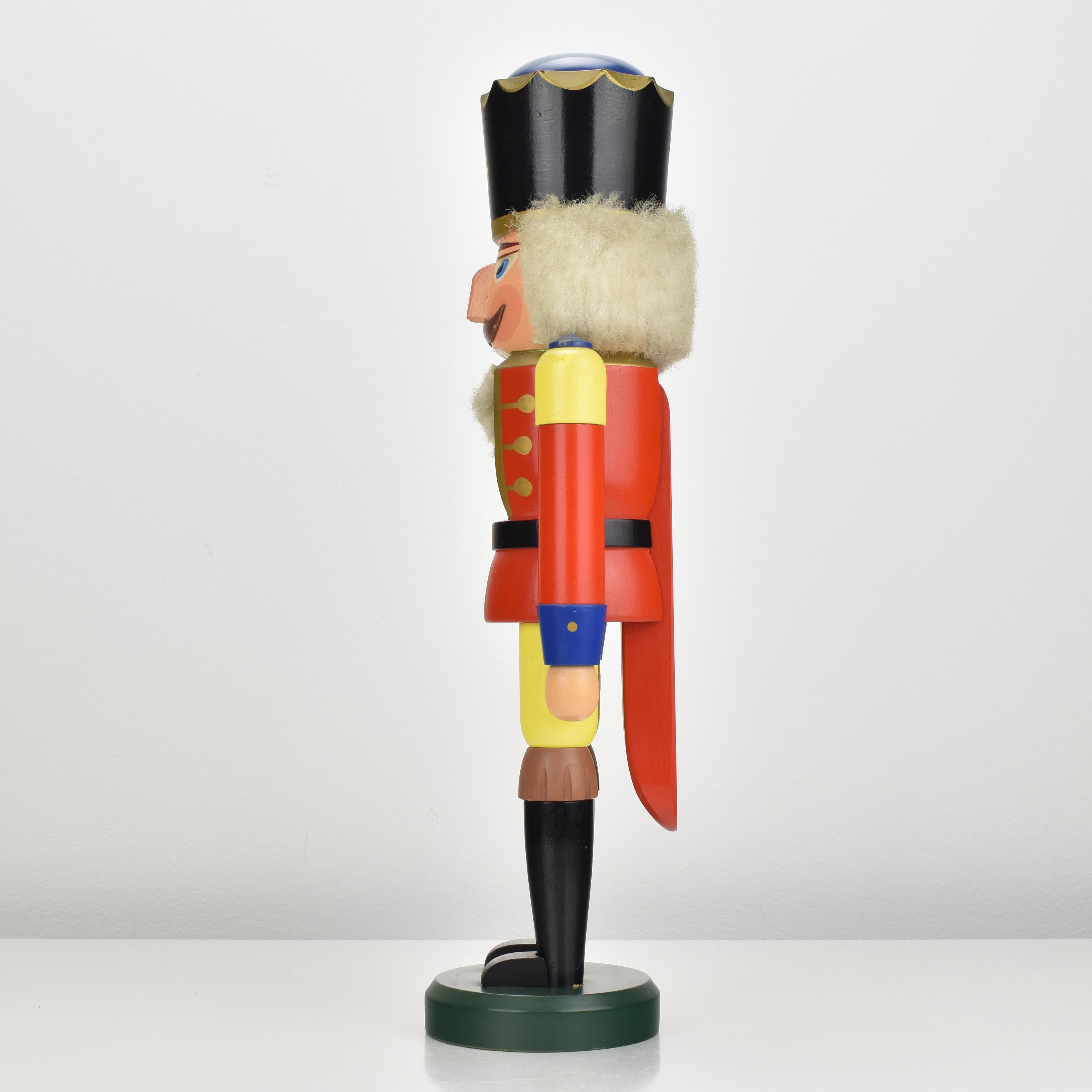 Hand-Crafted Large Erzgebirge Christmas Nutcracker Decoration Piece Germany Vintage 1970s For Sale